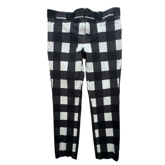 Banana Republic Womens Sloan Trouser Pants Size 4 Black White Buffalo Plaid Y2K - Picture 2 of 14